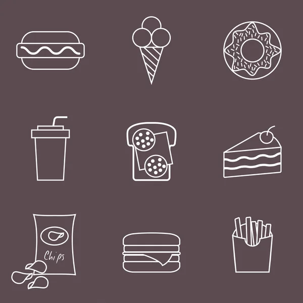 Icônes Fast Food — Image vectorielle