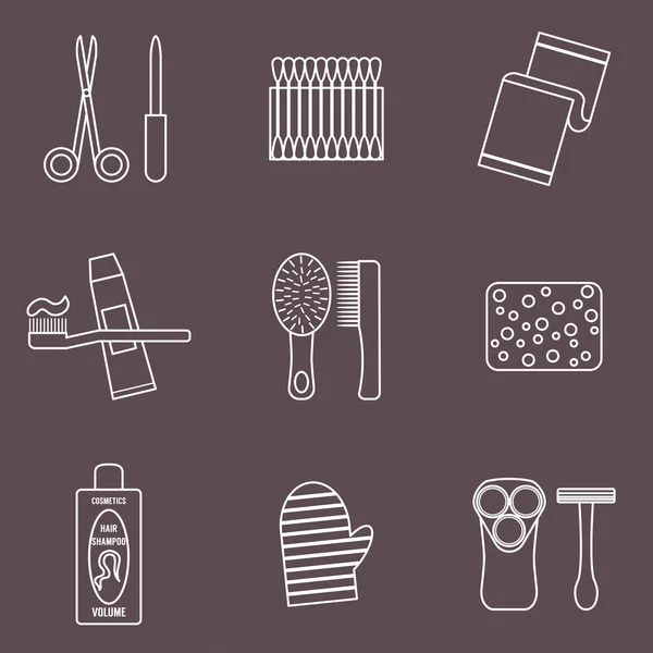 Iconos de suministros de baño — Vector de stock