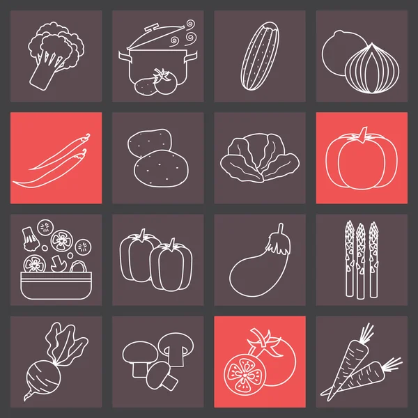 Vegetables icons — Stock Vector