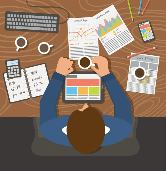 çalışma, işadamı üstten görünüm ofis işyeri.