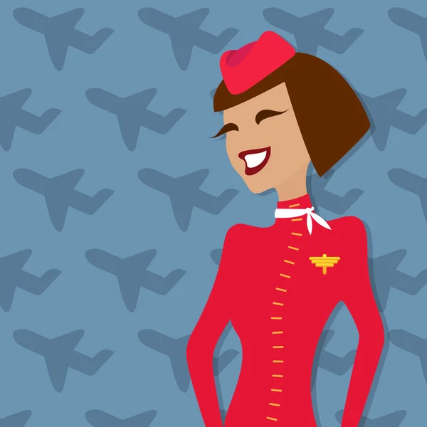 Stewardessa, ludzi pracy, linie lotnicze Reklama. Ilustracja wektorowa. — Wektor stockowy