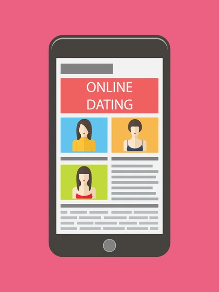 Internet sortir ensemble, flirt en ligne et la relation. Service mobile — Image vectorielle