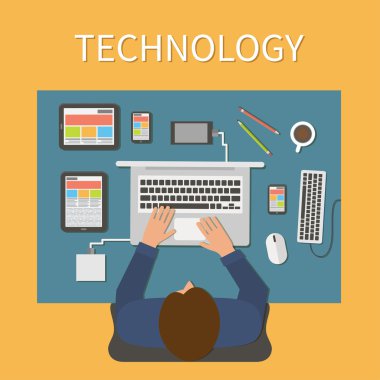 İşyeri, Ofis Masası. Bu teknoloji ve web tasarım.