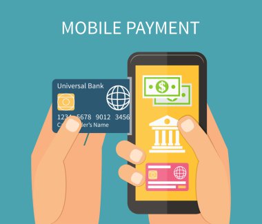 Smartphone, online bankacılık ile mobil ödeme.