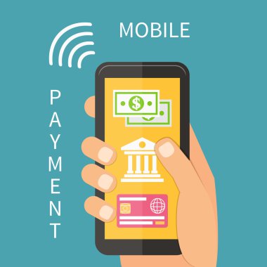 Smartphone, online bankacılık ile mobil ödeme.