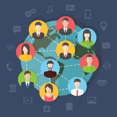 Sosyal Medya ağ bağlantı kavramı, vektör Küre