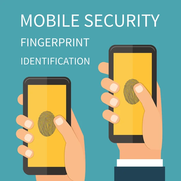 Mobil Internet Secutiry, fingerprint identification — Stock vektor