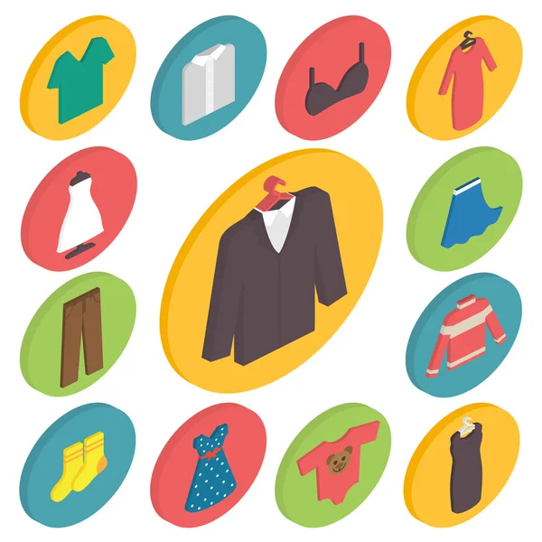 Clothing icons 3d isometric vector — Stock Vector