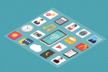 İzometrik 3d smartphone ile mobil uygulamalar