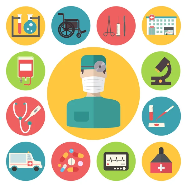 Ensemble d'icônes vectorielles médicales. Éléments d'infographie des soins de santé . — Image vectorielle