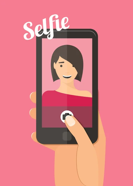Femme prenant selfie. — Image vectorielle