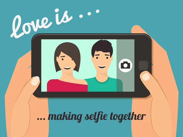 Paar macht Selfie. — Stockvektor