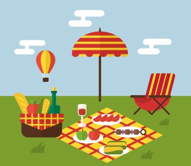 BBQ party. Barbecue and grill cooking. Flat design vector illustration. clipart