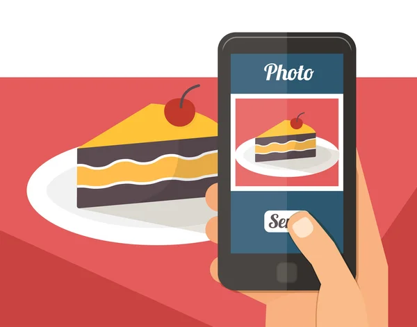 Personas tomando fotos de su comida — Vector de stock