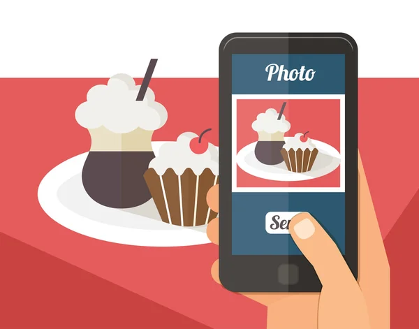 Personas tomando fotos de su comida — Vector de stock