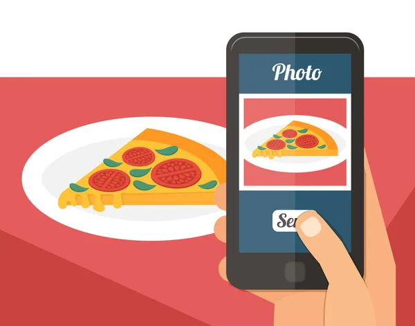 Personas tomando fotos de su comida — Vector de stock