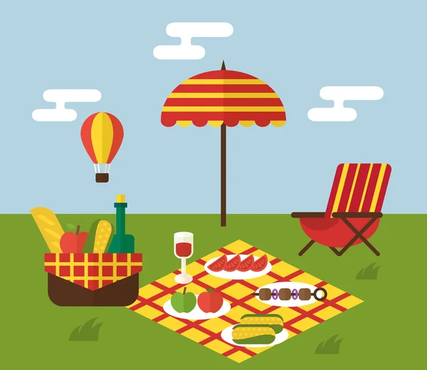 BBQ party. Barbecue and grill cooking. Flat design vector illustration. — Stock Vector