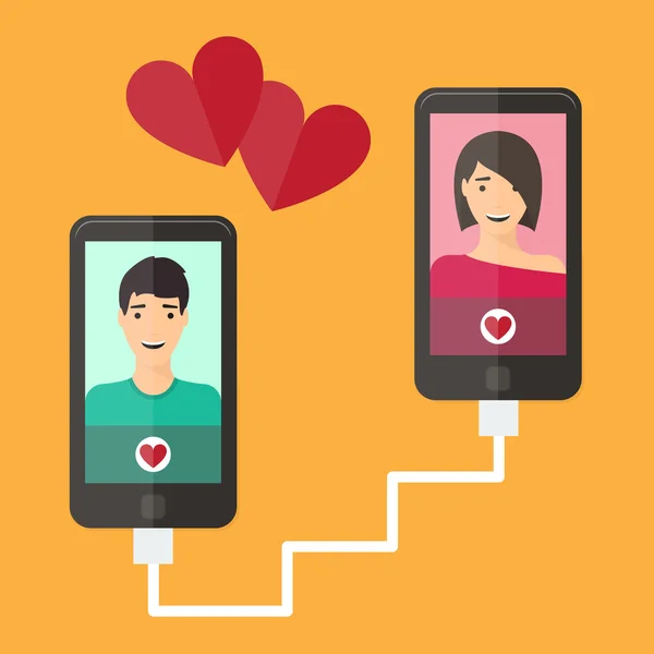 Internet dating, online flirt en relatie. mobiele dienst, toepassing — Stockvector