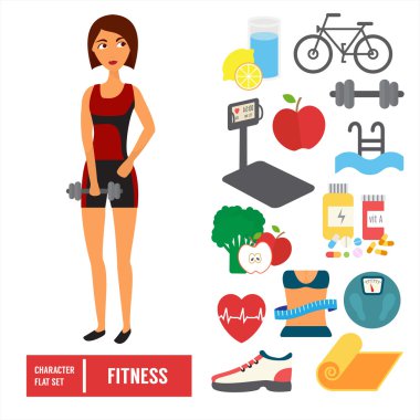 Fitness karakter kümesi. Vektör simgeler