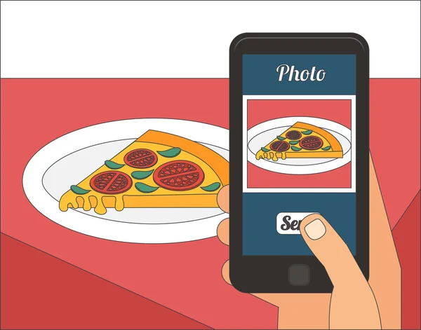 Personas tomando fotos de su comida — Vector de stock