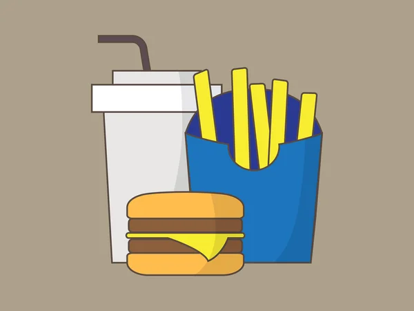 Färgglada fastfood ikoner, vektor illustration. — Stock vektor