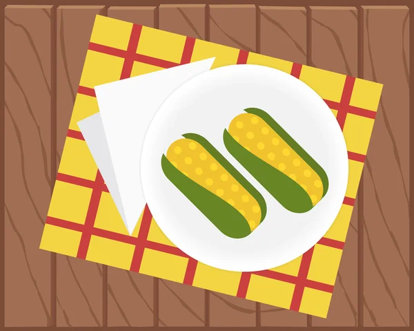 盘子里的烤玉米 — 图库矢量图片