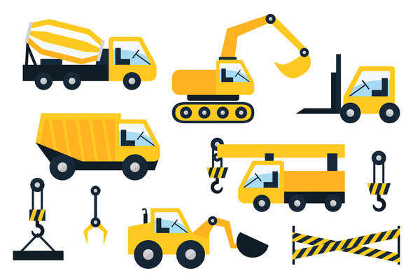 Строительные иконки установлены. Плоская векторная иллюстрация
