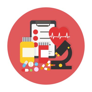 Tıbbi muayene seti. Düz vektör simge tasarlamak