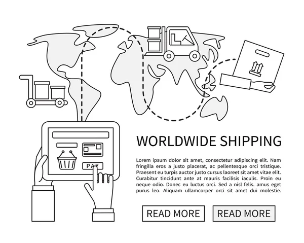 Worldwide shipping and delivery, online shopping. — Stock Vector