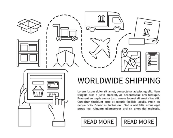 Worldwide shipping and delivery, online shopping. — Stock Vector