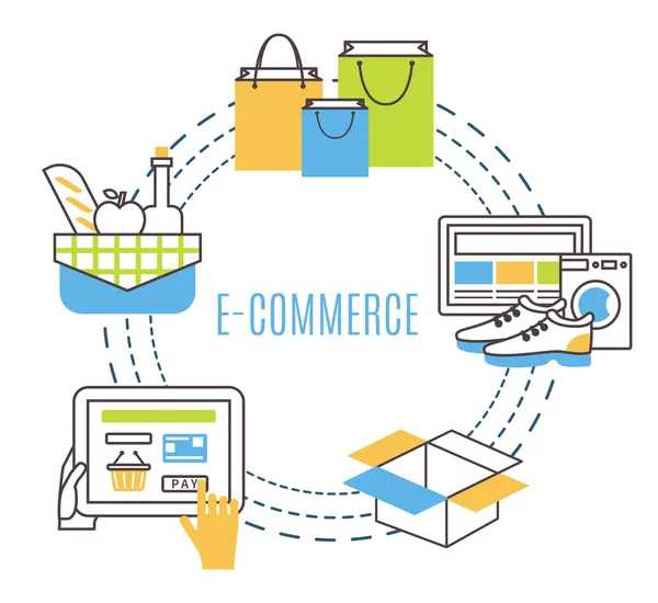 Mince ligne e-commerce vecteur — Image vectorielle