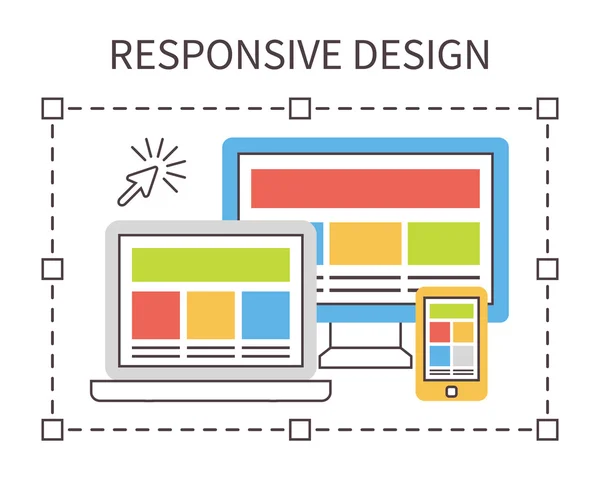 Diseño web sensible, vector plano . — Vector de stock