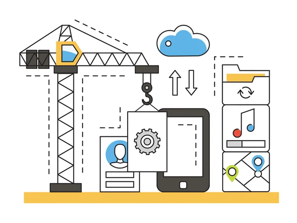 Desarrollo de aplicaciones. Aplicaciones móviles — Vector de stock