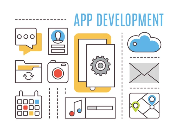 Sviluppo delle applicazioni. Applicazioni mobili — Vettoriale Stock