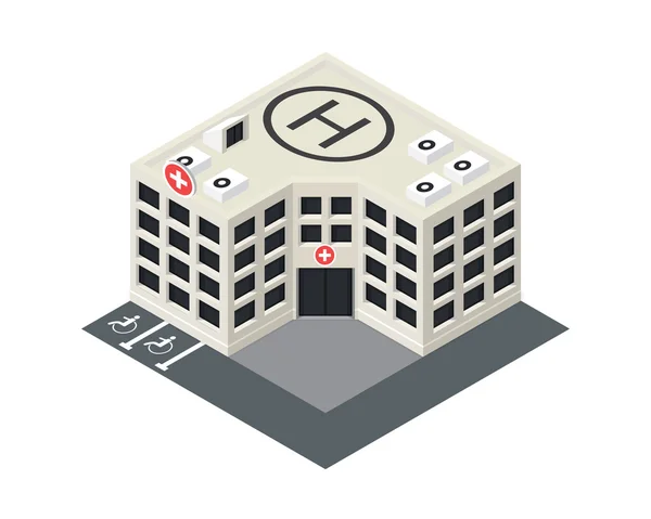 Κτίριο νοσοκομείο ισομετρική εικονίδιο του φορέα. — Διανυσματικό Αρχείο