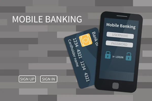 Banca móvel, pagamentos online — Vetor de Stock