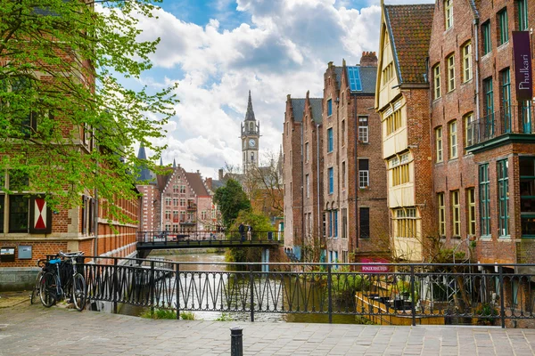 Ghent Belgium April 2017 Aerial View Ghent Belfry Beautiful Medieval ...