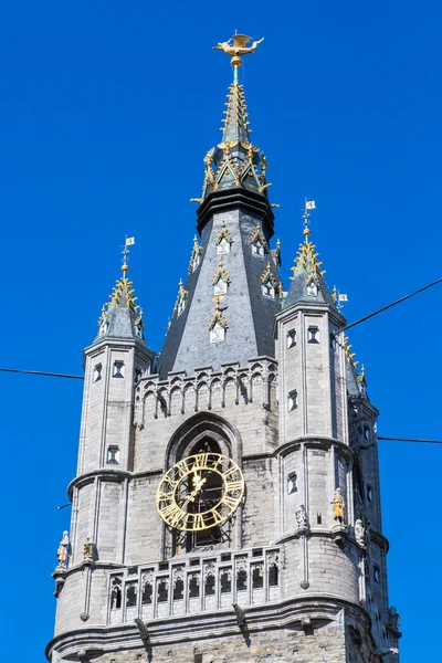 Grand Belfry of Ghent, Belgium close up — Stock Photo, Image