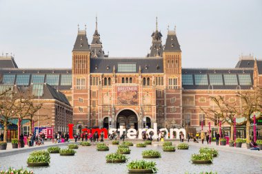İnsanların önünde yazma, ben amsterdam ' daki Museumplein, Rijksmuseum, Hollanda
