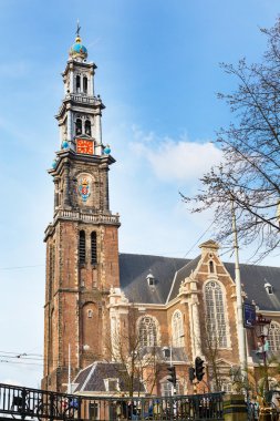 Westerkerk kilise kule Amsterdam, Hollanda