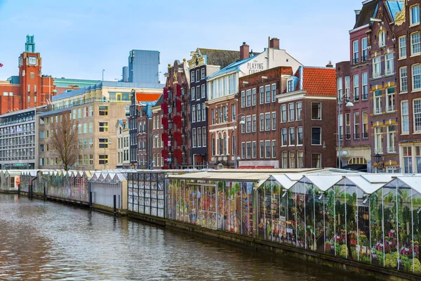 Çiçek pazarı, Amsterdam, Hollanda kanalda