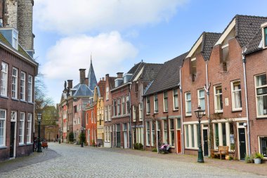 Geleneksel evleri görünümü Leiden, Hollanda