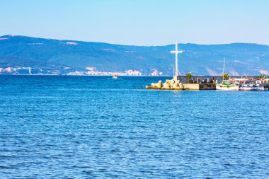 Çapraz ve Nessebar Bulgaristan görünümünde tekneler