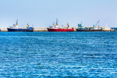 Nessebar Bulgaristan liman ve gemi görünümünde
