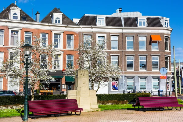 Vistas a la calle con casas holandés en La Haya, Holanda —  Fotos de Stock