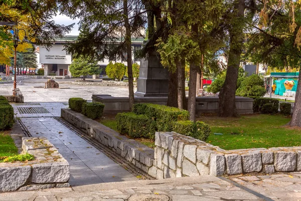 Bansko Bulgária Outubro 2020 Vista Rua Outono Praça Nikola Vaptsarov — Fotografia de Stock