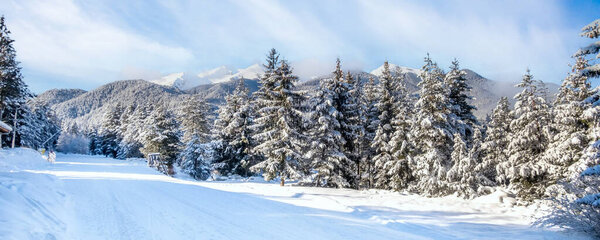 Bansko ski slope and snow Pirin peaks, Bulgaria