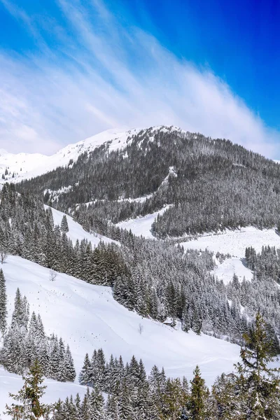 Fora do terreno das pistas de esqui, montanhas austríacas dos Alpes — Fotografia de Stock