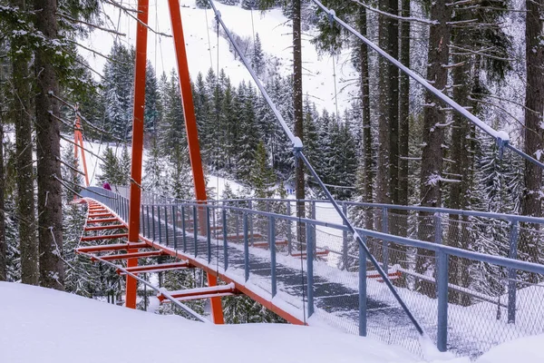 Golden Gate Baumzipfelweg bridge Saalbach, Austria — Stock Photo, Image