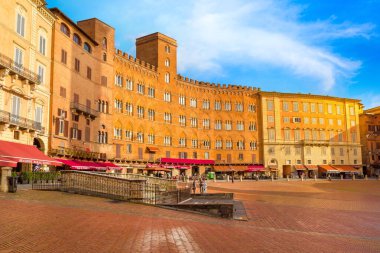 Siena, Toskana 'daki Piazza del Campo, İtalya